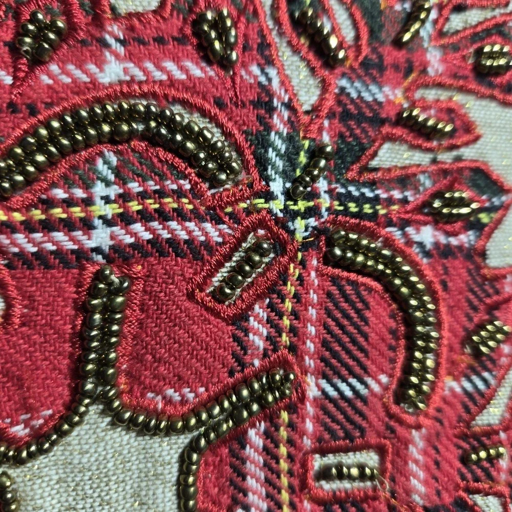 Pier 1 Beaded‎ Plaid Snowflake Christmas Throw Pillow 15